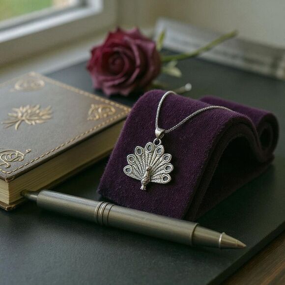 Sterling Silver Peacock Pendant Charm Necklace Or Bracelet New - Picture 2 of 5